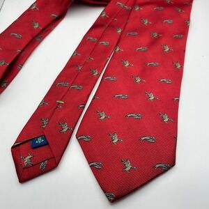 Haspel Mens Red Silk Mallard Duck Print Necktie Classic Hunting Wildlife Tie